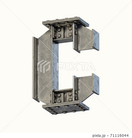 Steel beam font 3d rendering letter C Steel beam font 3d rendering letter C 71116044