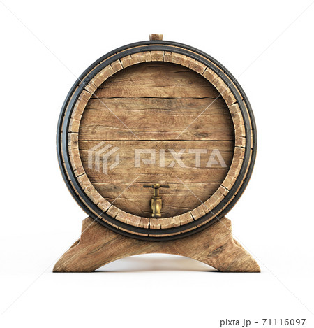Wooden barrel isolated on white background, wine, beer, alcohol drink storage 3d illustration 71116097