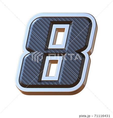 Carbon fiber and metallic font, 3d rendering, number 8 71116431