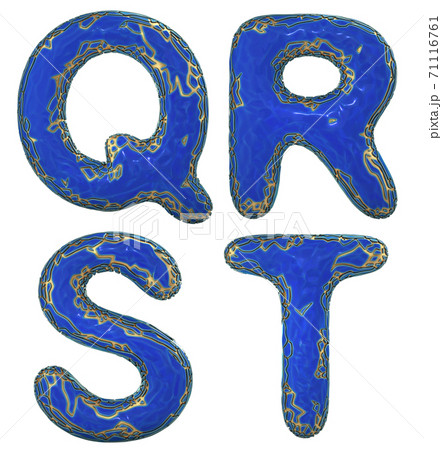 Realistic 3D letters set Q, R, S, T made of gold shining metal letters. Realistic 3D letters set Q, R, S, T made of gold shining metal letters. 71116761