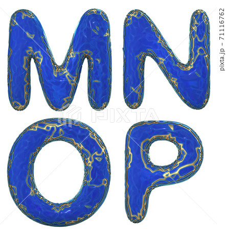 Realistic 3D letters set M, N, O, P made of gold shining metal letters. Realistic 3D letters set M, N, O, P made of gold shining metal letters. 71116762