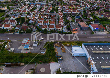 Aerial townscape view of Dijon city at summer nightfall time 71117630