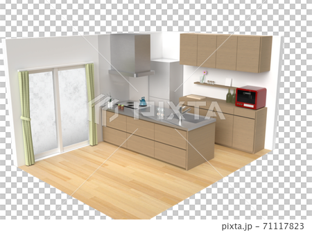落ち着いた感じのキッチン3DCG 71117823