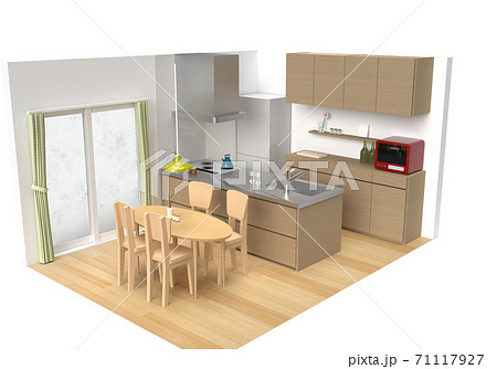 落ち着いた感じのダイニングキッチン3DCG 71117927