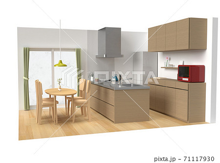 落ち着いた感じのダイニングキッチン3DCG 71117930