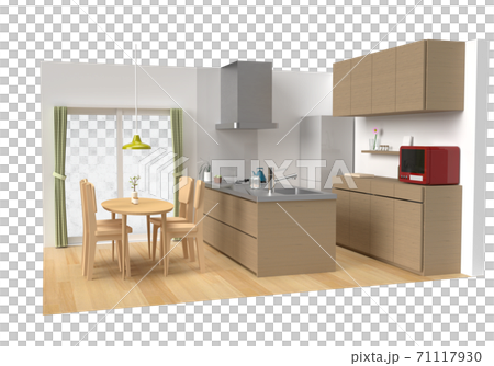 落ち着いた感じのダイニングキッチン3DCG 71117930