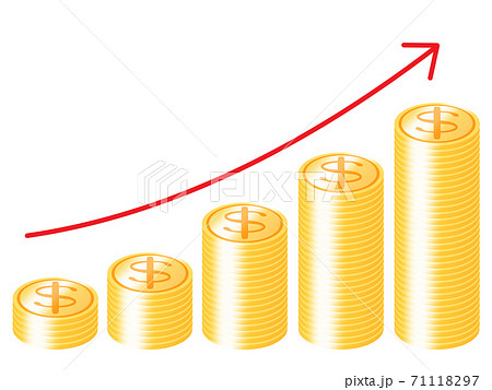 右上がりのコインタワー ドルのイラスト素材
