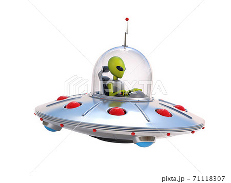 Alien spaceship, flying saucer 3d illustration - Stock Illustration  [71118307] - PIXTA