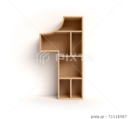Shelf font 3d rendering number 1 71118567