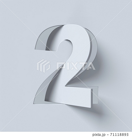 Cut out and rotated font 3d rendering number 2 71118893