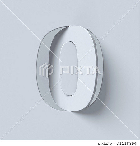 Cut out and rotated font 3d rendering number 0 71118894
