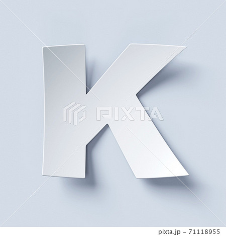 White bent paper font letter K 71118955