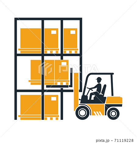 Forklift Work In Warehouseのイラスト素材