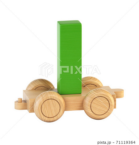 Train font on wheels 3d rendering letter I 71119364