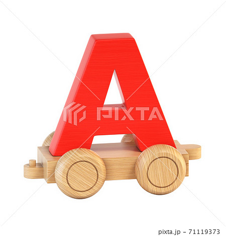 Train font on wheels 3d rendering letter A 71119373