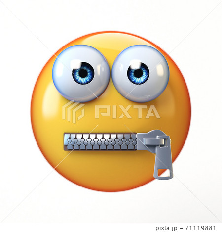 Zipped mouth emoji isolated on white...のイラスト素材 [71119881] - PIXTA