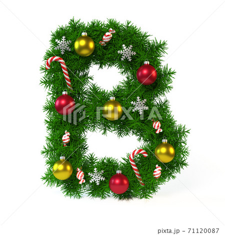 Christmas font isolated on white 3d rendering, letter B Christmas font isolated on white 3d rendering, letter B 71120087
