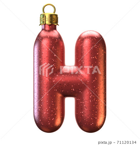 Christmas tree decoration font 3d rendering, letter H 71120134