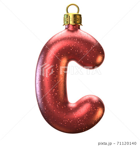 Christmas tree decoration font 3d rendering, letter C 71120140