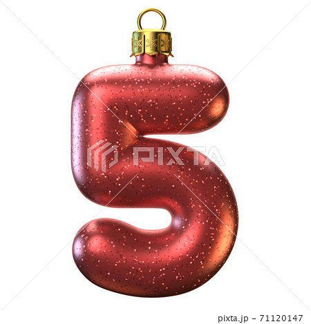 Christmas tree decoration font 3d rendering, number 5 Christmas tree decoration font 3d rendering, number 5 71120147