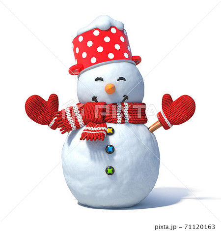 Snowman isolated on white background. Greeting card design element 3d rendering Snowman isolated on white background. Greeting card design element 3d rendering 71120163