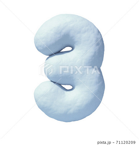 Snow font 3d rendering number 3 71120209