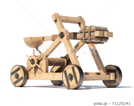 Catapult isolated on white background 3d rendering Catapult isolated on white background 3d rendering 71120241