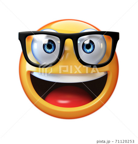 Nerd emoji isolated on white background, emoticon with glasses 3d rendering 71120253