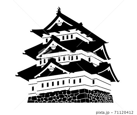 弘前城　天守　白黒シルエット 71120412