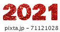 2021 red glitter texture design template Celebration typography poster, banner or greeting card. 71121028