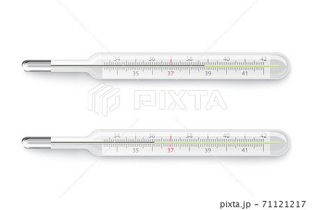 Thermometers with normal and high temperature vector illustration isolated. Thermometers with normal and high temperature vector illustration isolated. 71121217