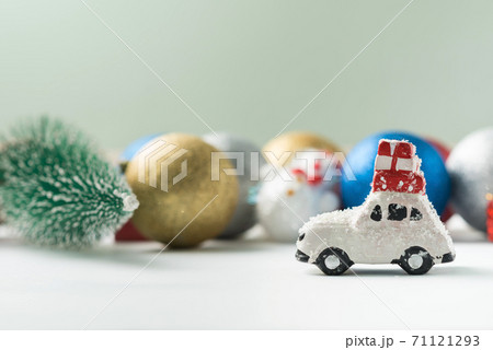 Christmas background of new year decorations 2021 on a light background. 71121293
