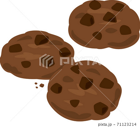 ココア生地のチョコチップクッキーのイラスト素材