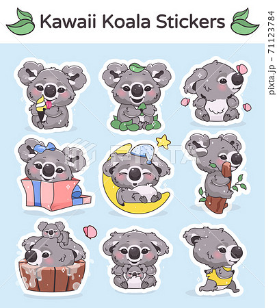 Cute Koala Mobile App Kawaii Cartoon Characters のイラスト素材