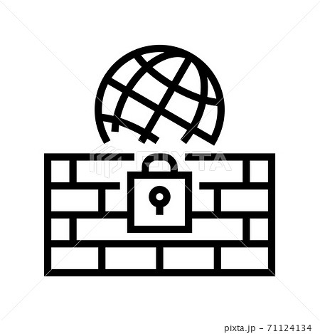 wall protection worldwide internet line icon vector illustration 71124134