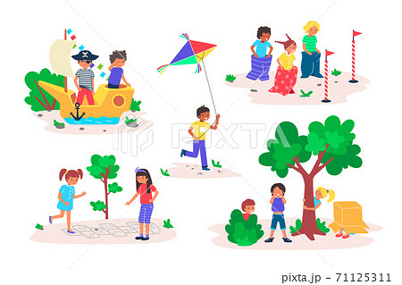 Yard games isolated cartoon vector illustration Free time in the