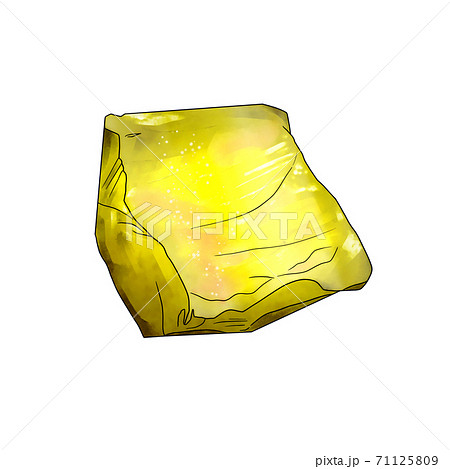 鮮やかな黄色の鉱物 鉱石 水彩風のイラスト素材