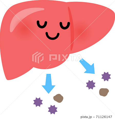 毒素を排出する肝臓のキャラクター デトックスのイラスト素材
