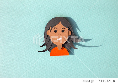 Handmade paper art girl. Flat and cartoon style.  71126410