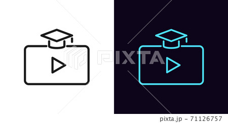 Outline video course icon. Linear webinar sign with editable stroke, digital study 71126757