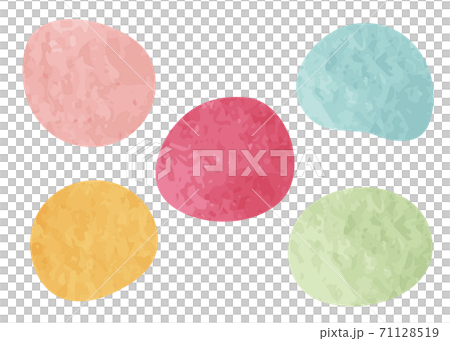 水彩図形 丸ゆがみ 5色セットのイラスト素材