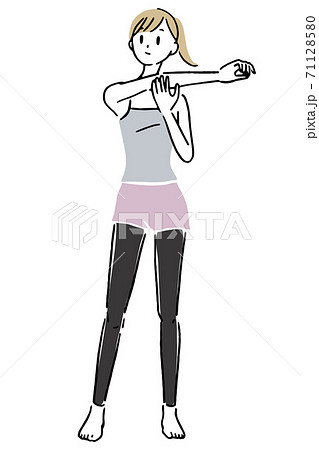 Woman stretching elbows 1 Woman stretching elbows 1 71128580