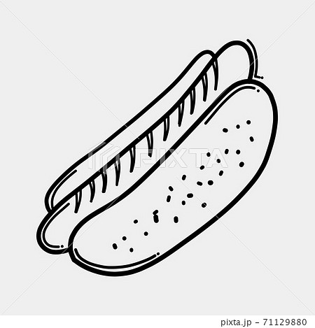Hot Dog Doodle Vector Icon Drawing Sketch のイラスト素材 71129880 Pixta