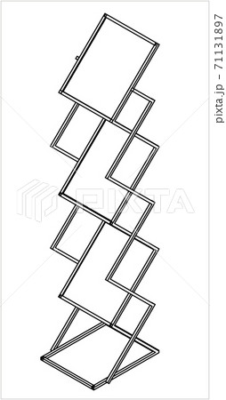 カタログスタンドの線画イラストのイラスト素材