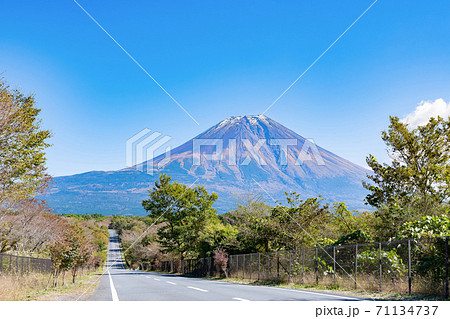 静岡県富士宮市朝霧高原 富士山の写真素材