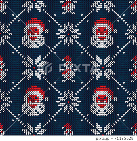 Winter Christmas knitted seamless abstract background Santa Claus, snowflakes, snowman Winter Christmas knitted seamless abstract background Santa Claus, snowflakes, snowman 71135629
