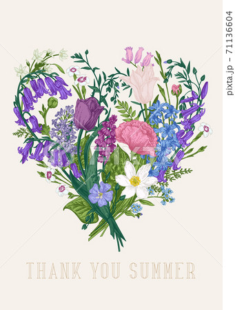 Floral heart. Colorful. Blooming. 71136604