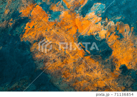 Background Painted Rusty Iron With Orange Streaks Of Blood Paints And Resins 71136854