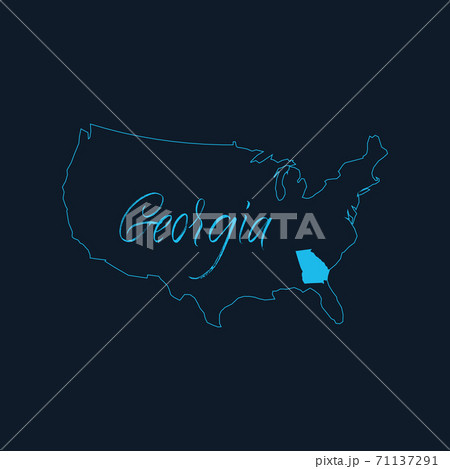 Georgia state highlighted on United States of America map , USA infographics template. Stock vector illustration isolated on blue background. 71137291