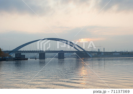 Podilskyi Bridge Dnipro river Kyiv Podilskyi Bridge Dnipro river Kyiv 71137369